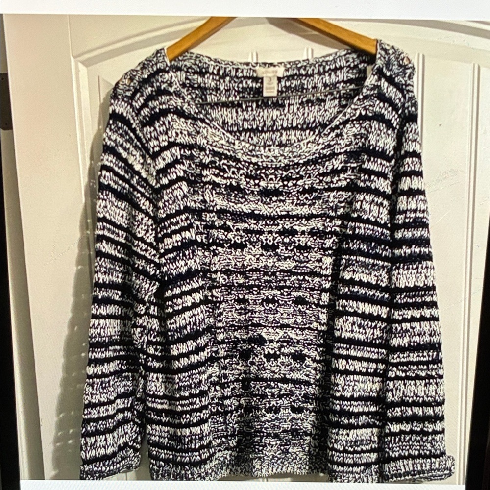 Chico’s open crochet knit Sweater